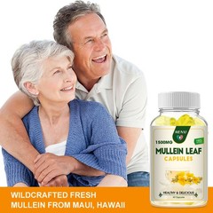 Mullein Leaf Capsules 1500mg Lung Detox & Cleanse Support Respiratory Health