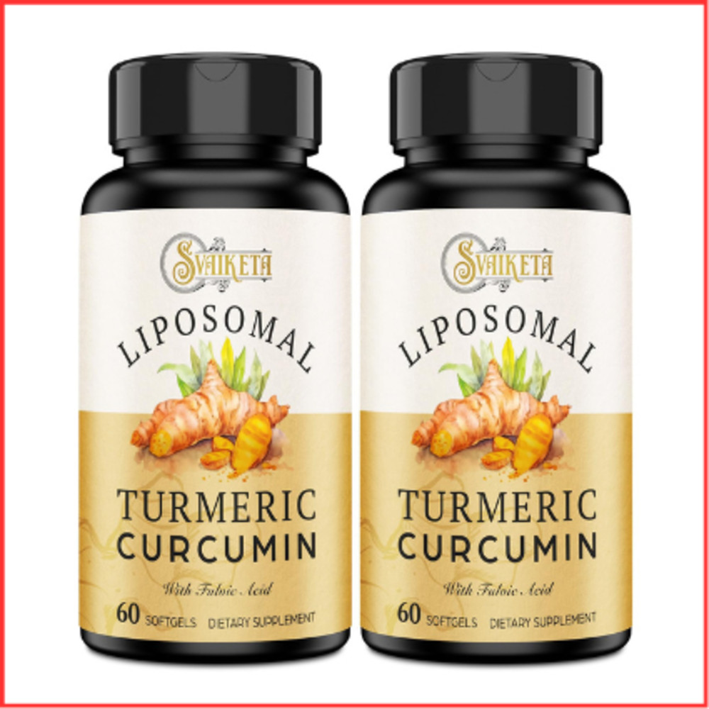LIPOSOMAL TURMERIC CURCUMIN Curcuminoid Extract Piperine 60ct 2 Pack SVAIKETA