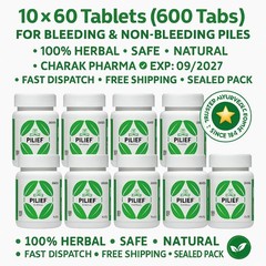 Charak Pilief Tablets 600 Tabs (10 x 60) for Piles Relief | Exp 09/2027