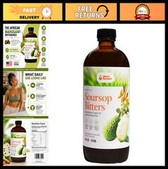 Soursop Bitters Liquid 16oz – Gut Support with Moringa, Bitter Wood & ACV