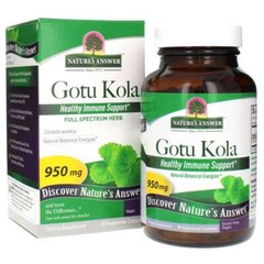 Gotu Kola 950mg 90 Vegetarian Capsules Nature’s Answer Kosher Pennywort