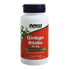 NOW Foods Ginkgo Biloba 24% Standardized Extract, 60 Vegetarian Capsules