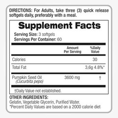 Pumpkin Seed Oil 3000mg Cold Pressed Extra Virgin Omega-6-9 Fatty Acids 200 Gels