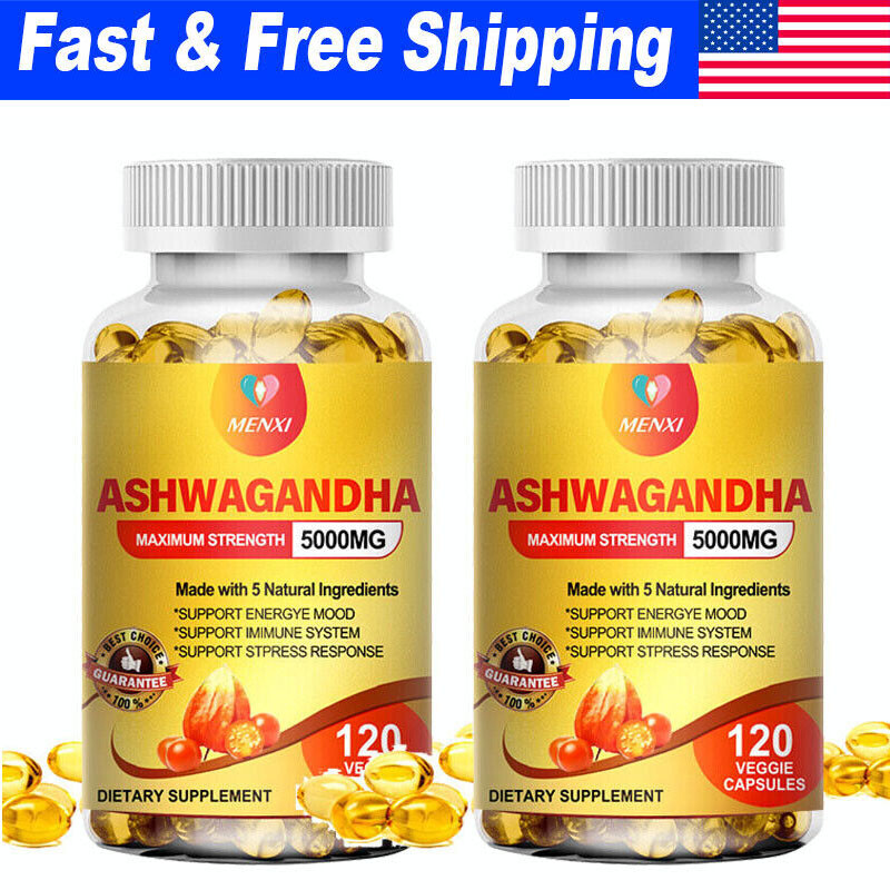 2×Organic Ashwagandha with Black Pepper Root Powder, Natural Anti-Anxiety Relief