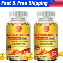 2×Organic Ashwagandha with Black Pepper Root Powder, Natural Anti-Anxiety Relief