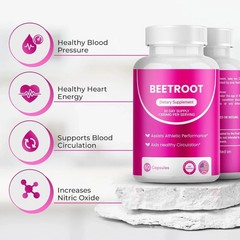3PCS Rosabella Organic Beet Root 60 Capsules Natural Energy.Boost Blood Pressure