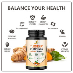 TURMERIC GINGER BLACK PEPPER EXTRACT BIOPERINE CAPS CURCUMIN TUMERIC ORGANIC 60
