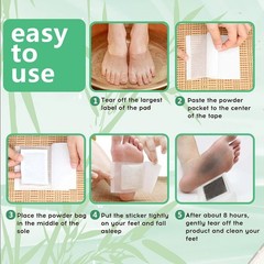 100Pads Natural Bamboo Vinegar Ginger Powder Foot Pads for Travel or Home Use