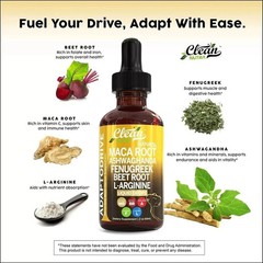 Natural Maca Root Liquid Drops Ashwagandha Fenugreek Beet Root and L-Arginine
