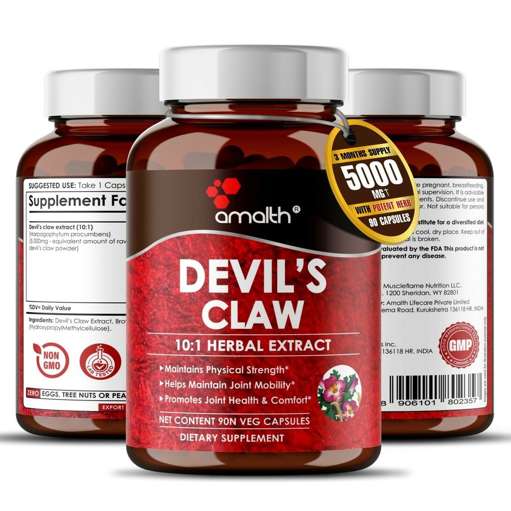 Devil’s Claw Root Harpagophytum Extract 5000mg Capsule – 90 Count – Joint Health