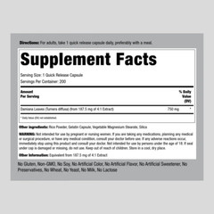 Damiana Leaf Extract Capsules | 750 mg | 200 Count | Non-GMO | by Piping Rock