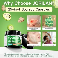 Soursop Graviola 25-in-1 Capsules Moringa Sea Moss Vitamin C 60 Ct