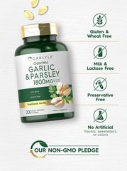 Odorless Garlic & Parsley 1800mg | 200 Softgels | Non-GMO | by Carlyle