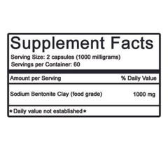 60 Sodium Bentonite Clay Capsules 1000 mg – Natural Herbal Detox