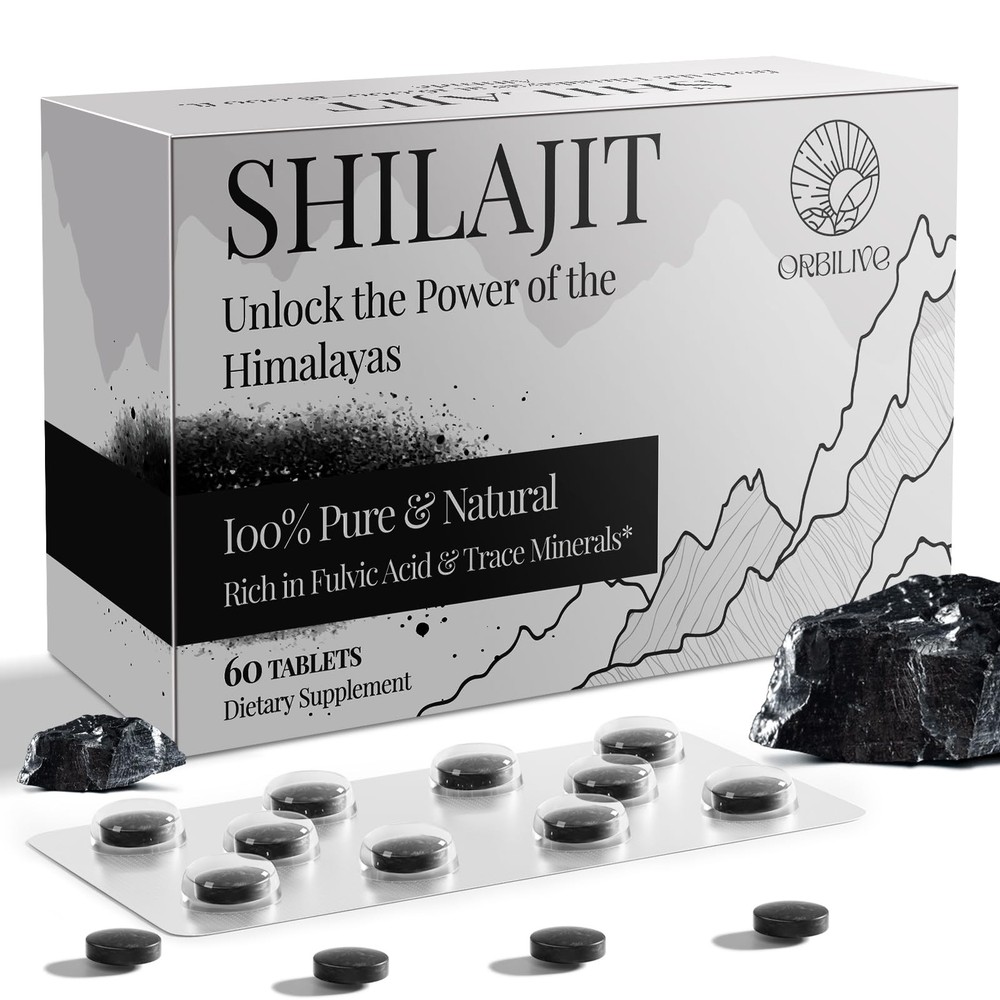 Shilasjit Tablets 1000 MG, 100% Himalayan Organic, 60 Count (Pack of 1), No