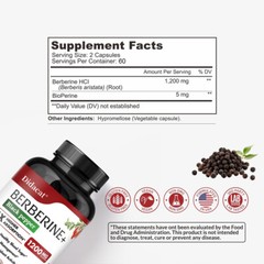 BERBERINE+Black pepper 1200MG extract capsules PER SERVINE Healthy Blood Sugar