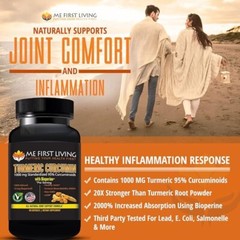 Me First Living Standardized Turmeric 1000 mg 95% Curcuminoids, 10 mg Bioperine