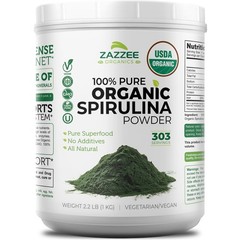 USDA Organic Spirulina Powder 2.2 lbs, 303 Servings, Kosher, Non-GMO, USA Made