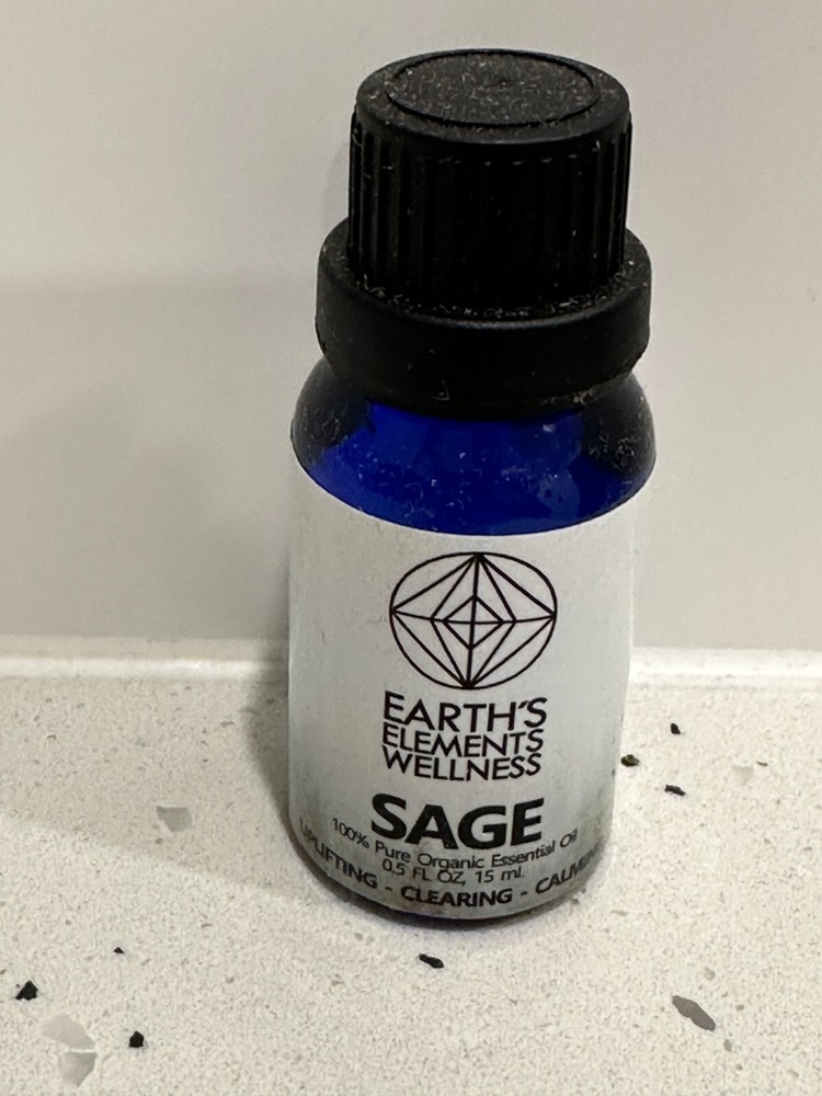 Earth Elements 100% Pure Organic Sage Essential Oil 15ml (0.5 fl. Oz) NEW