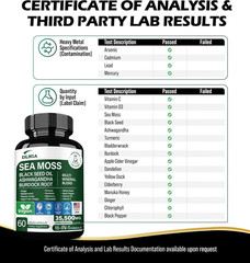Organic Sea Moss Gel Capsules 16-in-1 Superfood Blend with Ashwagandha Black