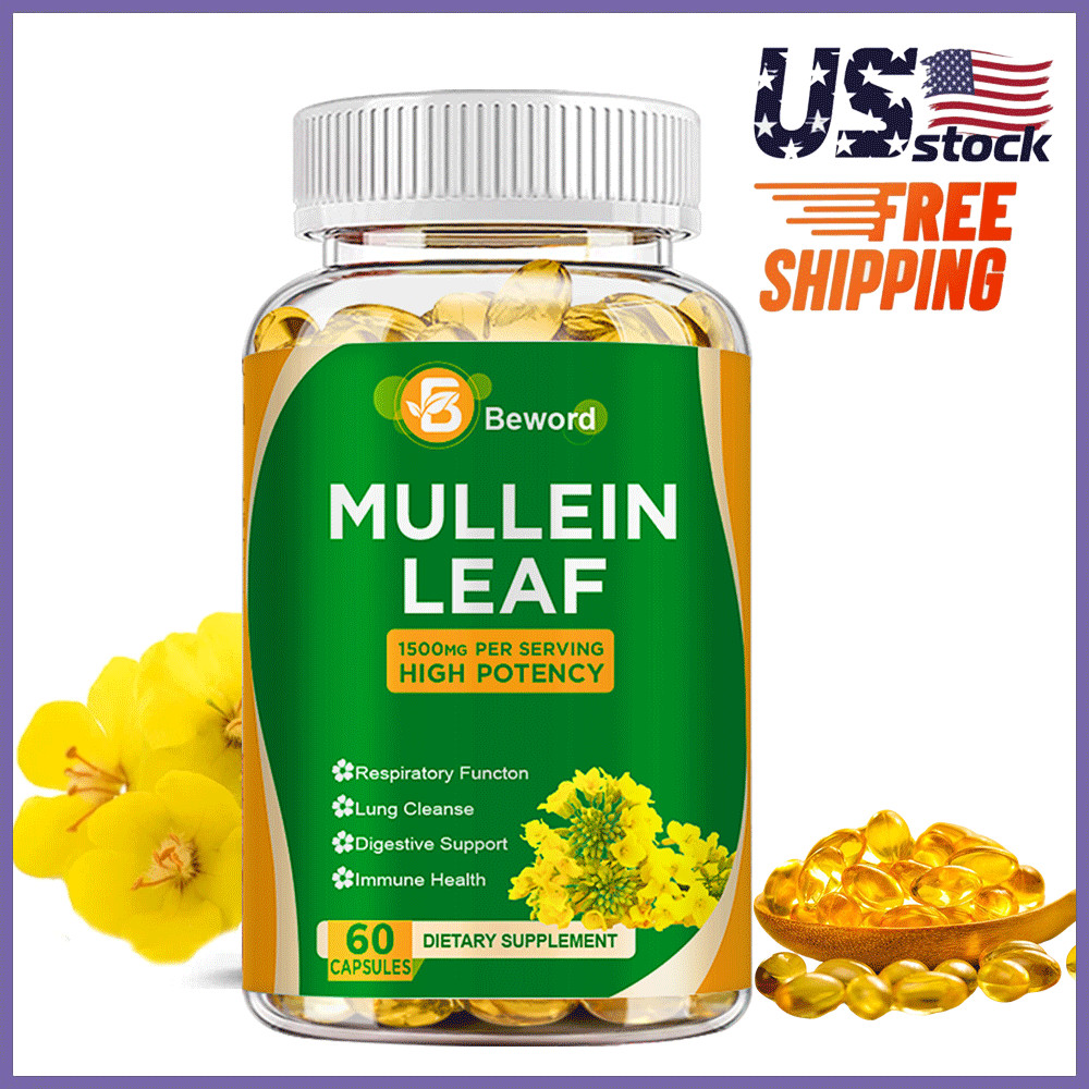 Mullein Leaf Capsules For Lung Cleansing & Detox Herbal Dietary Supplement