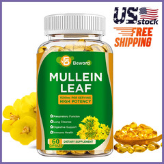 Mullein Leaf Capsules For Lung Cleansing & Detox Herbal Dietary Supplement