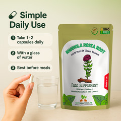 Rhodiola Rosea Capsule 5000mg-(9% Salidrosides=41mg)-Help Energy & Mental Health