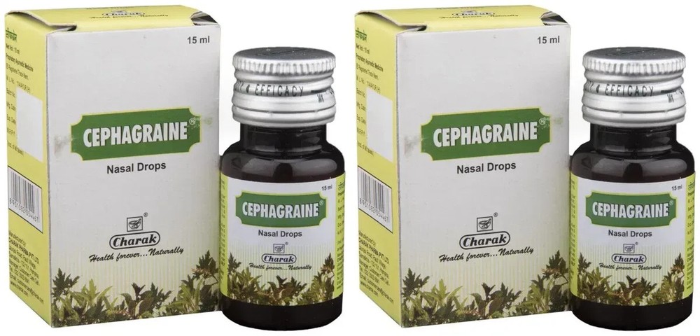 2 x Charak Cephagraine Nasal Drops 15 ml Ayurveda Ayurvedic Herbal Product