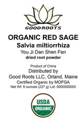 Red Sage Root Powder Organic Dan Shen Salvia miltiorrhiza 1/2 Pound 8 oz
