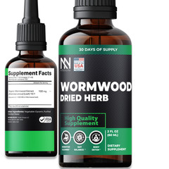 Wormwood Extract Liquid Drops Gut Health Pure Detox Cleanse Herbal Tincture 2oz