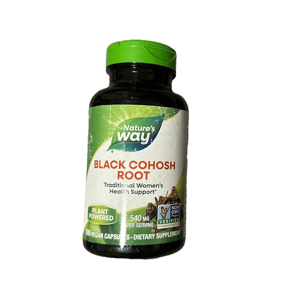 Natures Way Black Cohosh Root 180 Capsules 540 mg Womens Support EXP. 07/2029