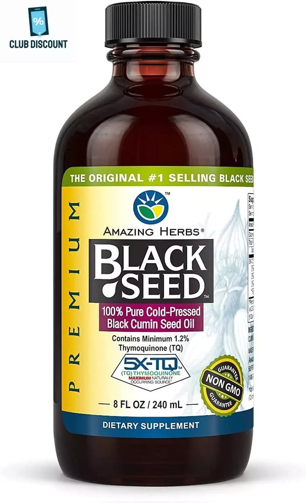 Amazing Herbs Premium Black Seed Oil -100% Pure Cold Pressed, 4fl.oz