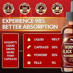 10in1 Parasite Cleanse Extract Wormwood Liquid Drops with Wormwood, Black Walnut
