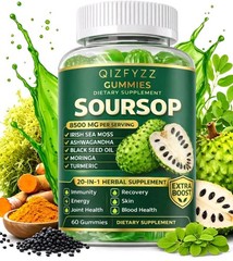 1 PCS Summervibes Soursop Gummies 20-in-1 Herbal Complex Sea Moss Moringa 60ct