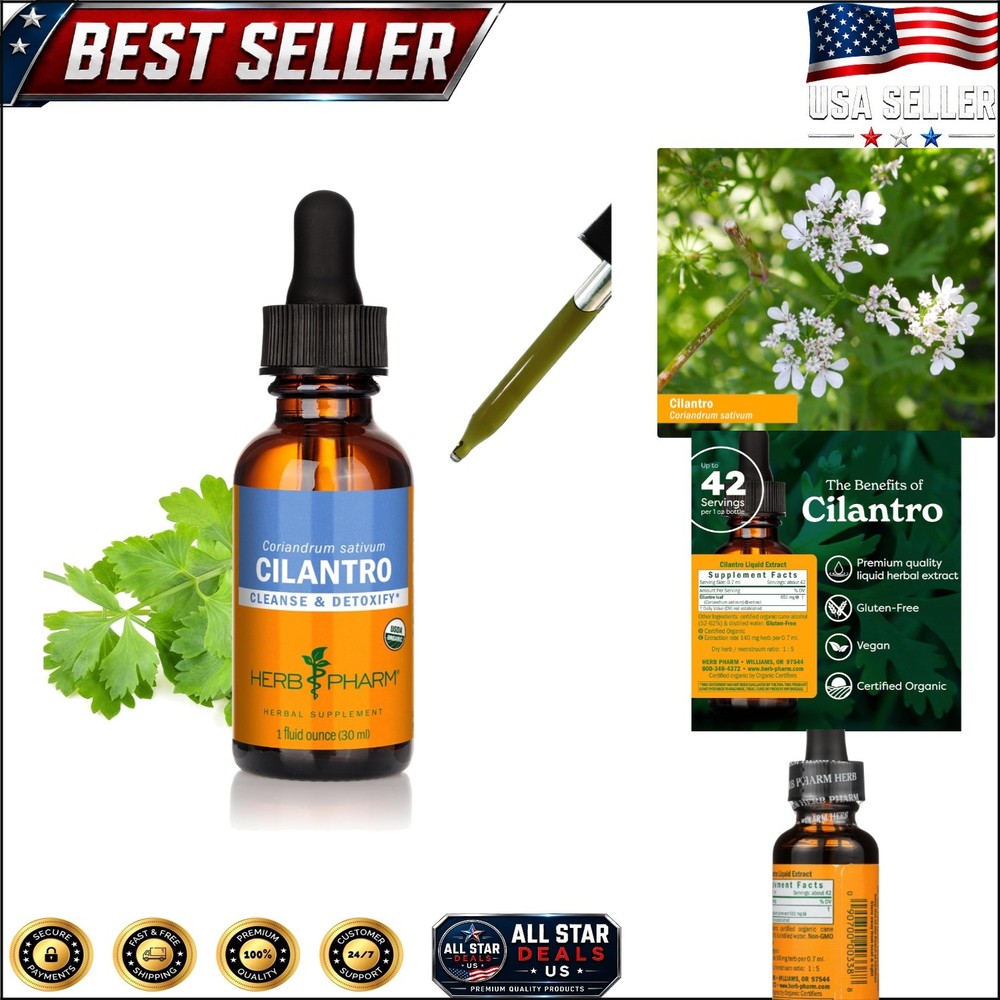Detoxify Naturally with Certified Organic Cilantro Extract Drops – 1 Oz