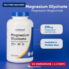 Magnesium Glycinate Capsules, 180 Capsules, 210mg | Gentle Absorption