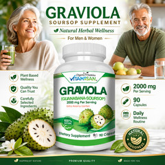 SOURSOP GRAVIOLA IMMUNE SUPPORT ANTIOXIDANT 2000 mg 90 caps Annona muricate