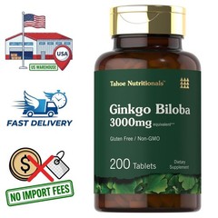 Ginkgo Biloba 3000mg | 200 Tablets | Extracto Hoja 50:1 | 24% Flavona Glucósidos