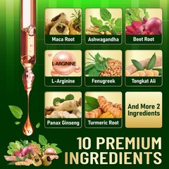 10-in-1 Maca Root Liquid Drops with Ashwagandha, Fenugreek & L-Arginine – Energy