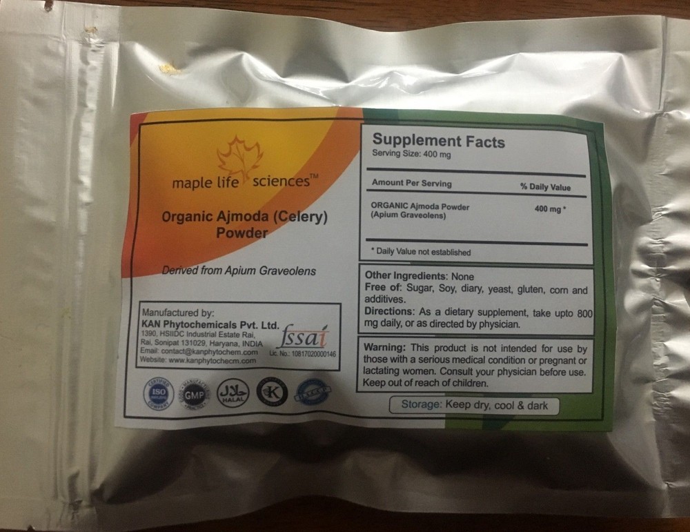 ORGANIC Ajmoda (Celery) Powder Apium Graveolens Pure & High Quality