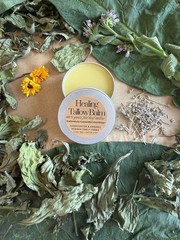 Organic Healing Balm Comfrey Plantain Calendula Lavender Tallow 2 Oz +TravelSz