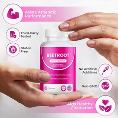3PCS Rosabella Organic Beet Root 60 Capsules Natural Energy Boost Blood Pressure