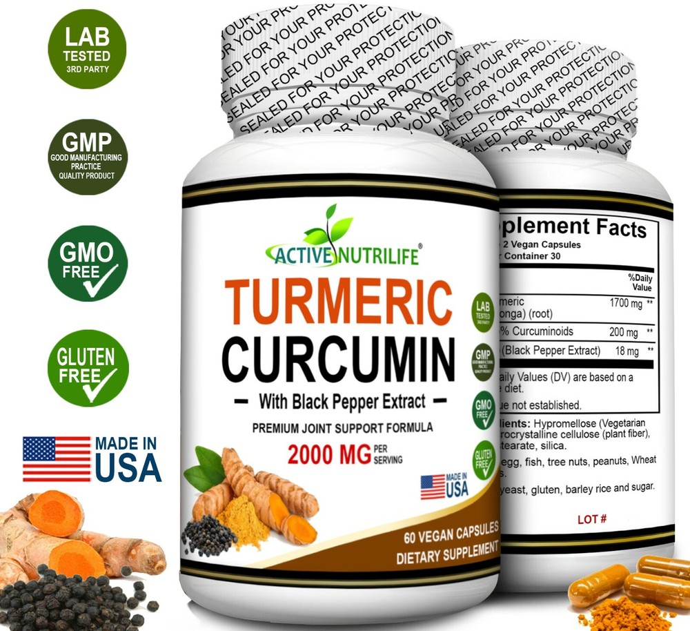 Turmeric Curcumin with Biopterin 2000mg High Absorption Triple Strength Capsules