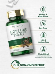 Bioperine Black Pepper Extract 10mg | 120 Capsules | Non-GMO | by Carlyle