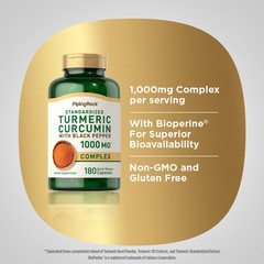 Turmeric Curcumin with Black Pepper | 1000mg | 180 Capsules | by Piping Rock