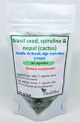 Brazil seed spirulina nopal cactus 90 capsules semilla de brasil alga espirulina