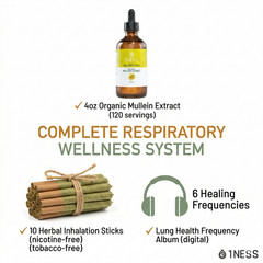 Mullein Lung Support Kit – Organic Extract + Inhalation Sticks + Frequency Music