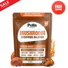 Organic Mushroom Instant Coffee (60 Servings) with 7 Superfood Mushrooms, Great