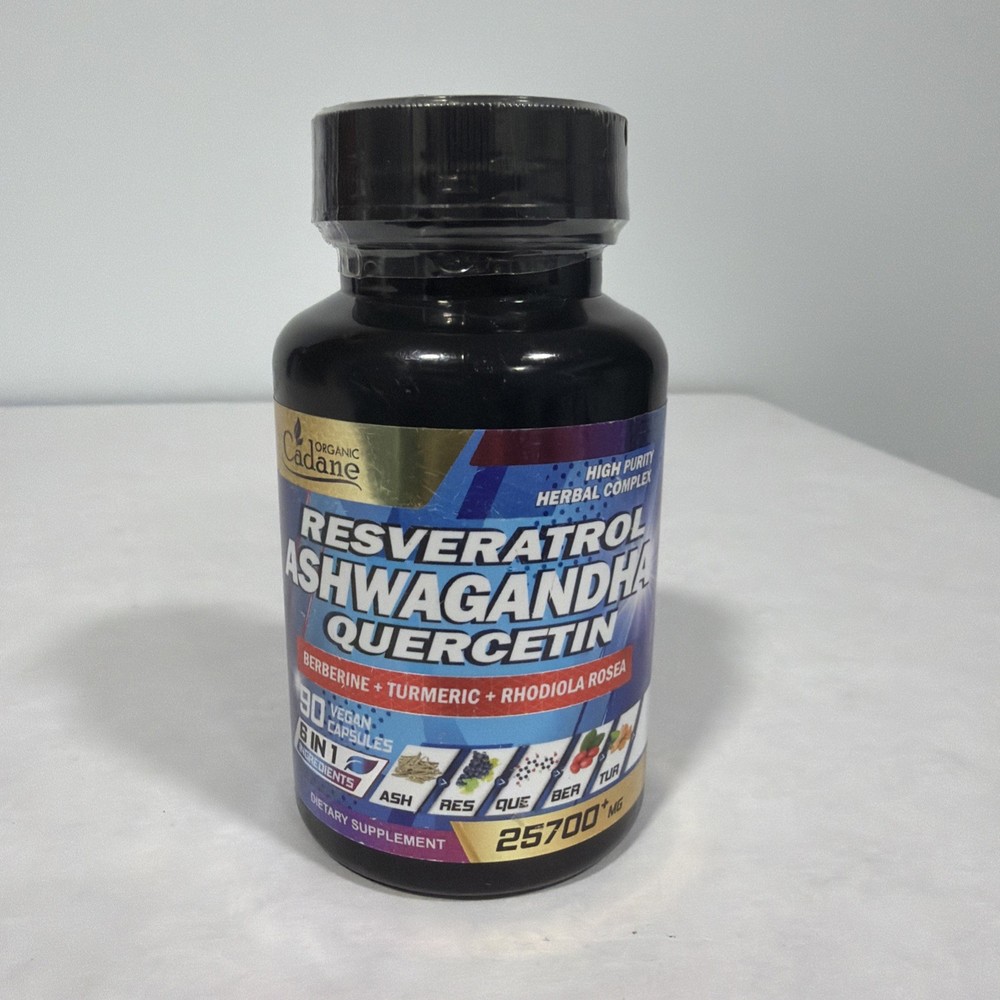 Organic Cadane Resveratrol Ashwagandha Quercetin – Mood Energy Immune, exp 12/26