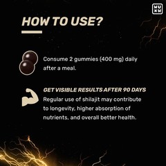 What’s Up Wellness Shilajit/Shilajeet Gummies Improves Strength, Stamina, 30N